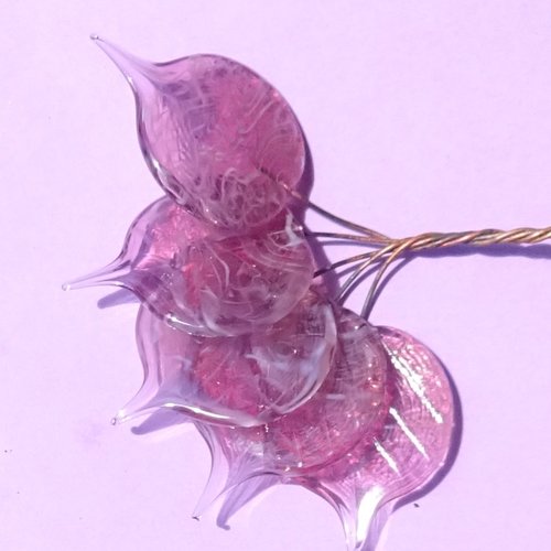 Lot de 5 headpins en verre filé, lampwork, verre de murano, perl.6135