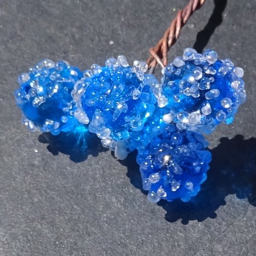 Lot de 5 headpins en verre filé, lampwork,perl.6137