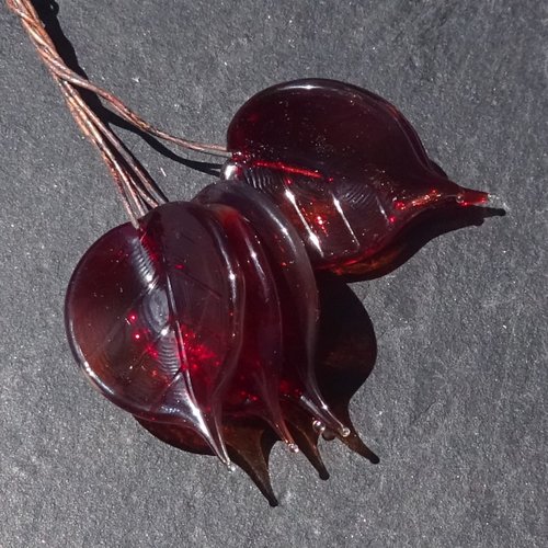 Lot de 5 headpins en verre filé, lampwork, verre de murano, perl.6142
