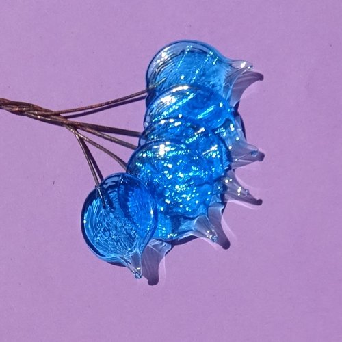 Lot de 5 headpins en verre filé, lampwork, verre de murano, perl.6145