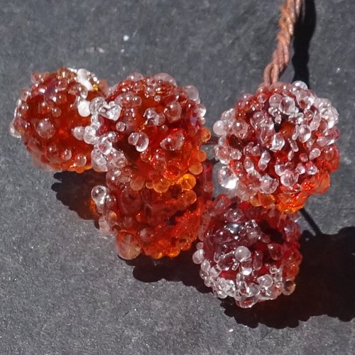 Lot de 5 headpins en verre filé, lampwork,perl.6147