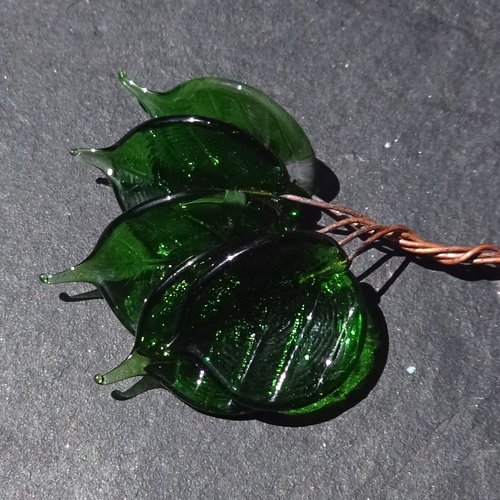 Lot de 5 headpins en verre filé, lampwork, verre de murano, perl.6150