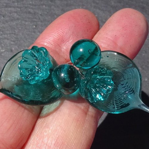 Lot de 6 headpins en verre filé, lampwork, verre de murano, perl.6151