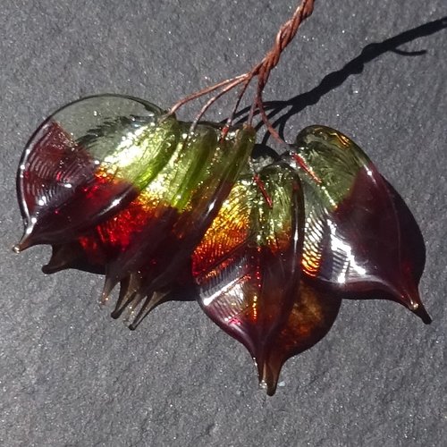 Lot de 5 headpins en verre filé, lampwork, verre de murano, perl.6168
