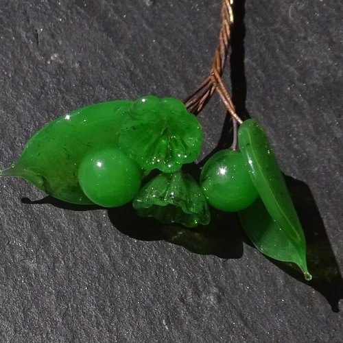 Lot de 6 headpins en verre filé, lampwork, verre de murano, perl.6186