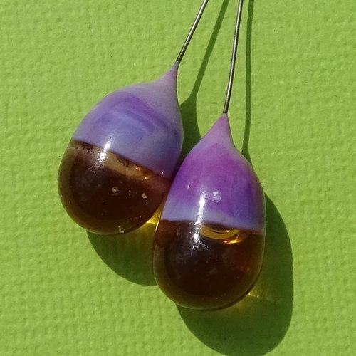 Headpins verre filé, lampwork, verre de murano, perl.4246