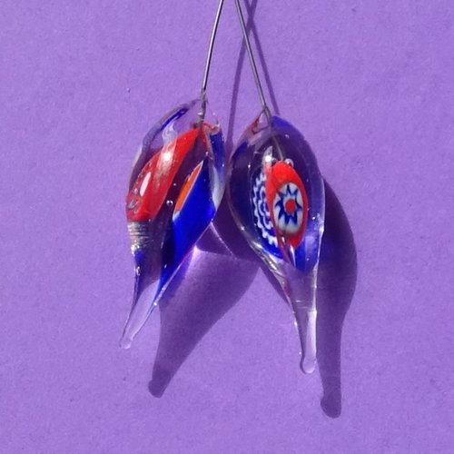 Headpins verre filé, lampwork, verre de murano, perl.5419
