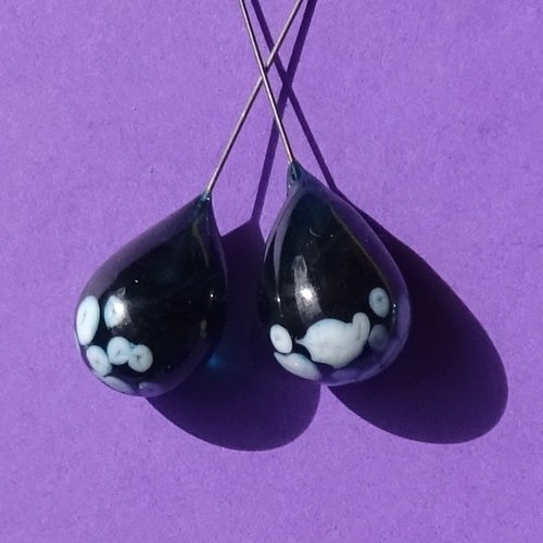Headpins verre filé, lampwork, verre de murano, perl.5420