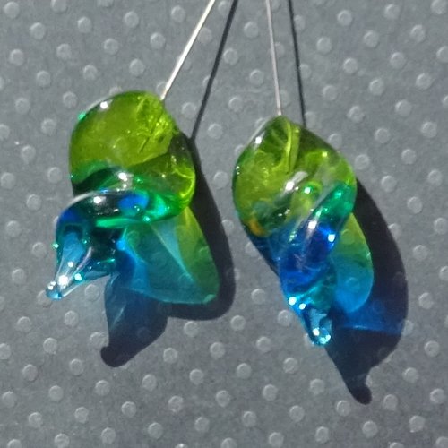 Duo de headpins en verre filé, lampwork,perl.5424