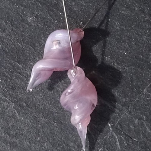 Duo de headpins en verre filé, lampwork,perl.5426