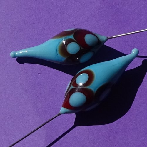 Headpins verre filé, lampwork, verre de murano, perl.5427