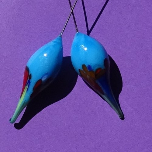 Headpins verre filé, lampwork, verre de murano, perl.5432