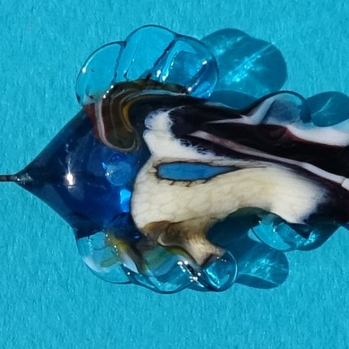 Headpin poisson, verre filé, lampwork, verre de murano, perl.4389