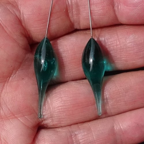 Duo de headpins en verre filé, lampwork, perl.6198