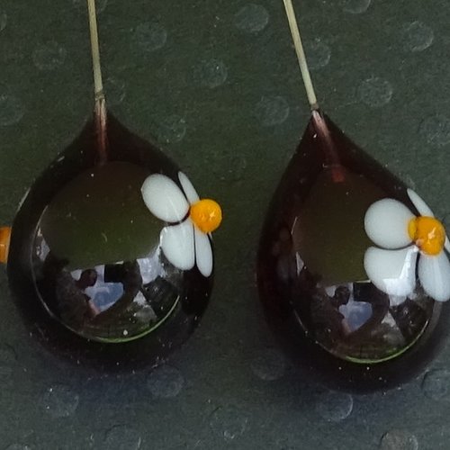 Headpins verre filé, lampwork, verre de murano, perl.4310