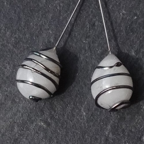 Duo de headpins en verre filé, lampwork, perl.6202