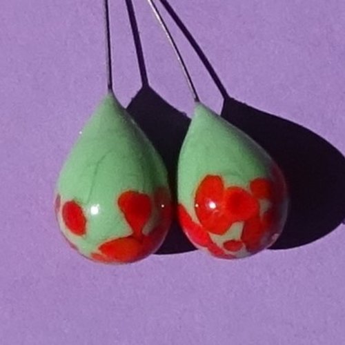 Duo de headpins en verre filé, lampwork, perl.6205
