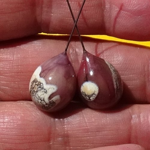 Duo de headpins en verre filé, lampwork, perl.6208
