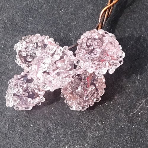 Lot de 5 headpins en verre filé, lampwork, perl.6210