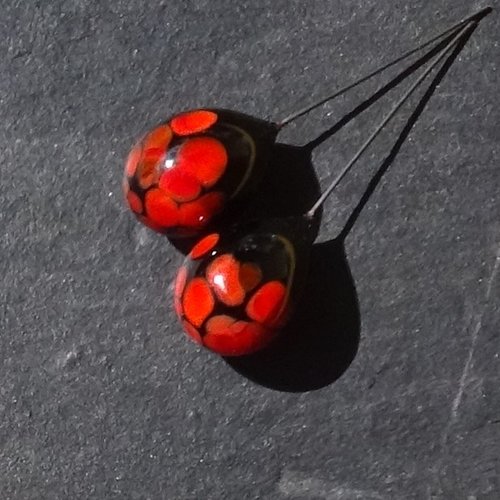 Duo de headpins en verre filé, lampwork, perl.6211