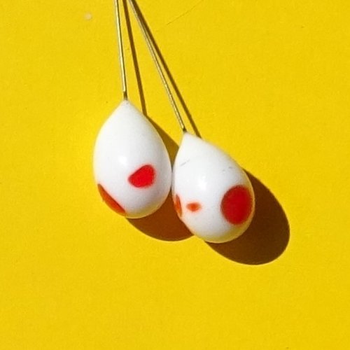 Duo de headpins en verre filé, lampwork, perl.6215