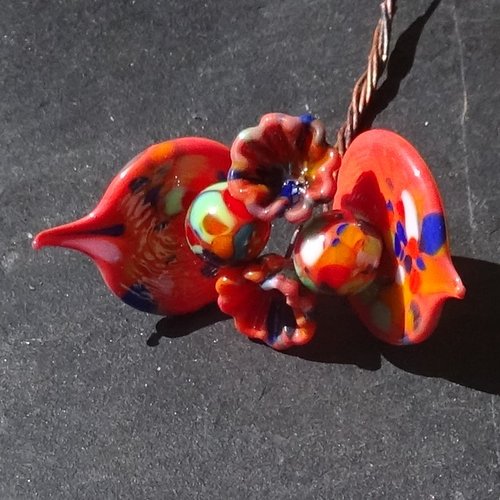 Headpins en verre filé, lampwork, verre de murano, perl.6224