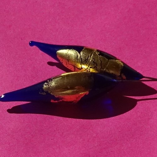 Duo de headpins en verre filé, lampwork, perl.6232