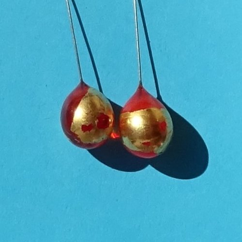 Duo de headpins en verre filé, lampwork, perl.6233