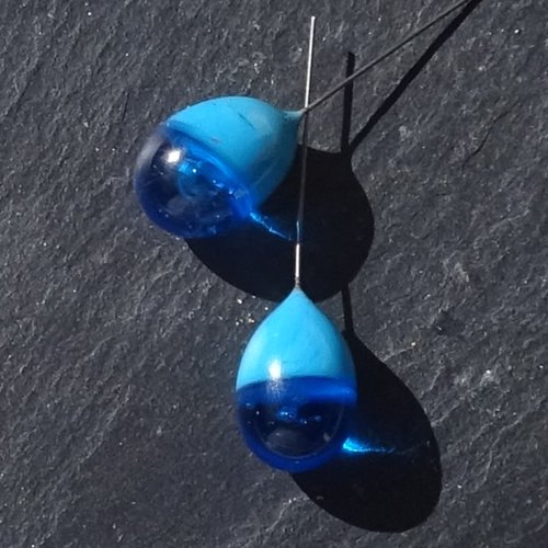 Duo de headpins en verre filé, lampwork, perl.6235