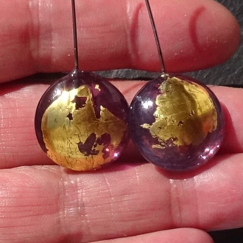 Duo de headpins en verre filé, lampwork, perl.6237