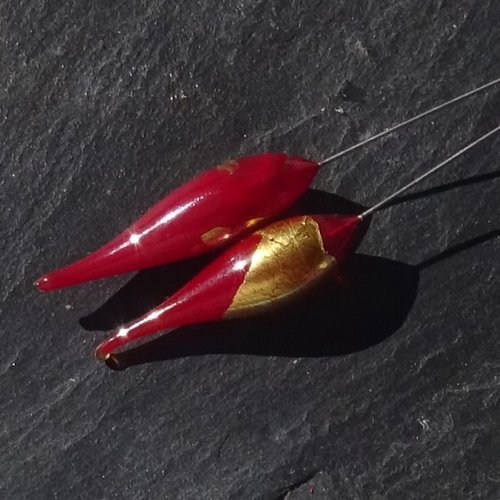 Duo de headpins en verre filé, lampwork, perl.6240
