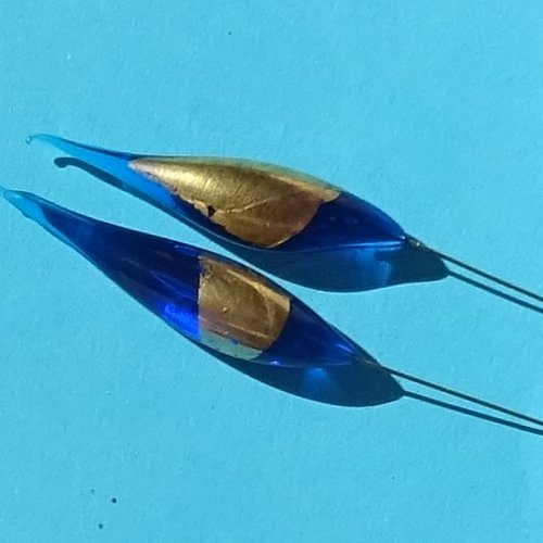 Duo de headpins en verre filé, lampwork, perl.6242