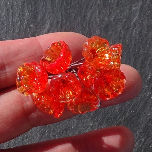 10 headpins en verre filé, lampwork, verre de murano, perl.6253