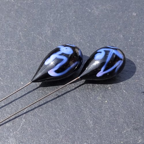 Duo de gouttes en verre de murano perl.2385