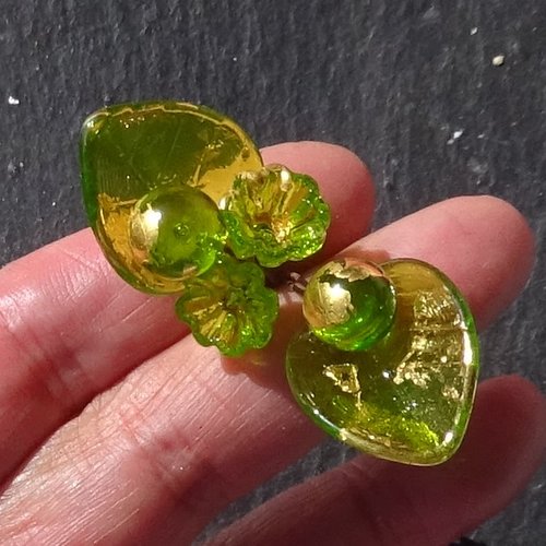 Headpins en verre filé, lampwork, verre de murano, perl.6269