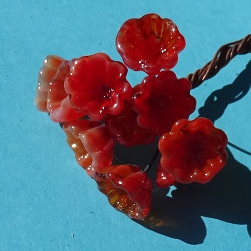 10 headpins en verre filé, lampwork, verre de murano, perl.6271