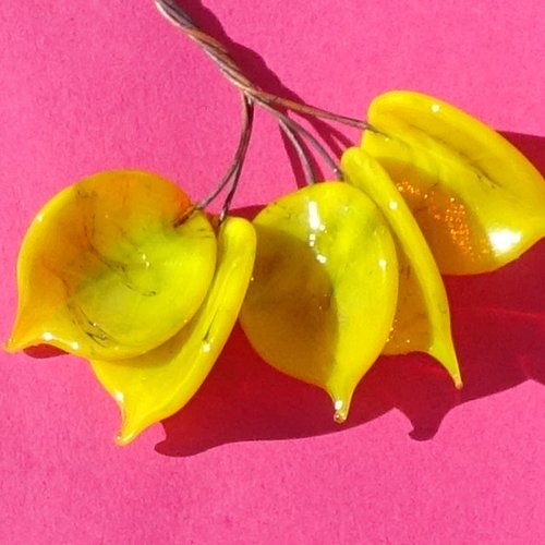 Lot de 5 headpins en verre filé, lampwork, verre de murano, perl.6273