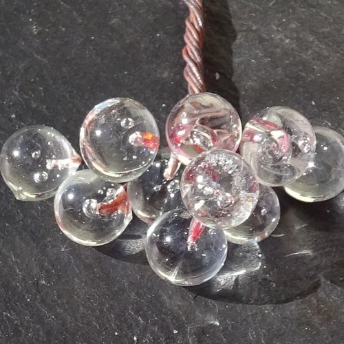 10 headpins en verre filé, lampwork, verre de murano, perl.6275