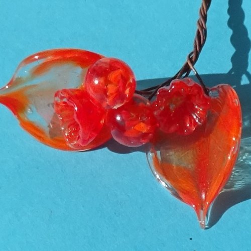 Headpins en verre filé, lampwork, verre de murano, perl.6283