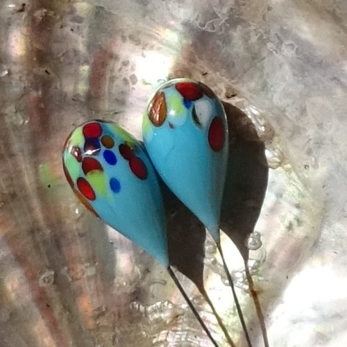 Headpins verre filé, lampwork, verre de murano, perl.5436