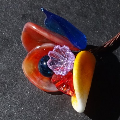 Lot de 7 headpins en verre filé, lampwork, verre de murano, perl.5437