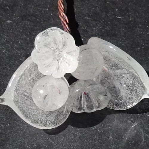 Headpins en verre filé, lampwork, verre de murano, perl.5440