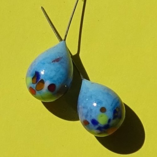 Headpins verre filé, lampwork, verre de murano, perl.5449