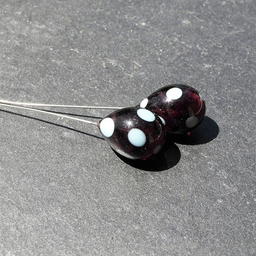Headpins verre filé, lampwork, verre de murano, perl.2186