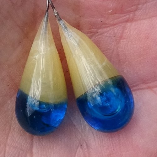 Headpins en verre filé, lampwork, verre de murano, perl.4989