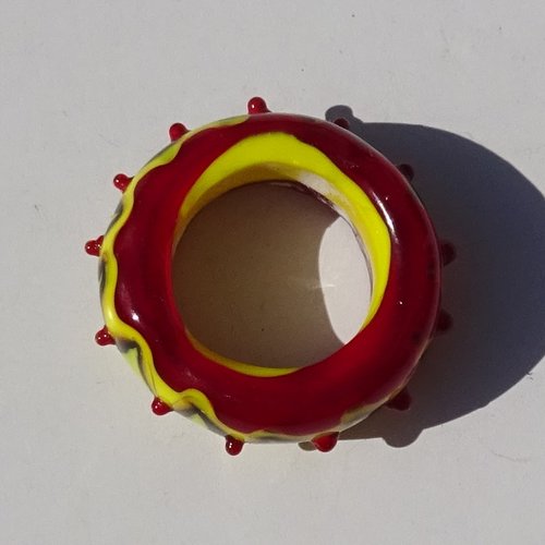 Grande perle donut, verre de murano, lampwork, verre filé,  perl.3282