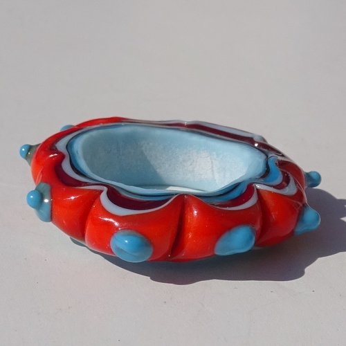Grande perle donut, verre de murano, lampwork, verre filé,  perl.3285