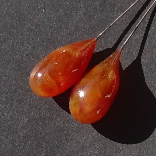 Headpins en verre filé, lampwork, verre de murano, perl.5132