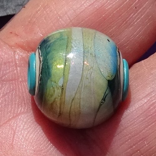 Jolie perle ronde, verre de murano, lampwork, verre filé,  perl.3960