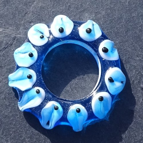 Grande perle donut, verre de murano, lampwork, verre filé,  perl.3987